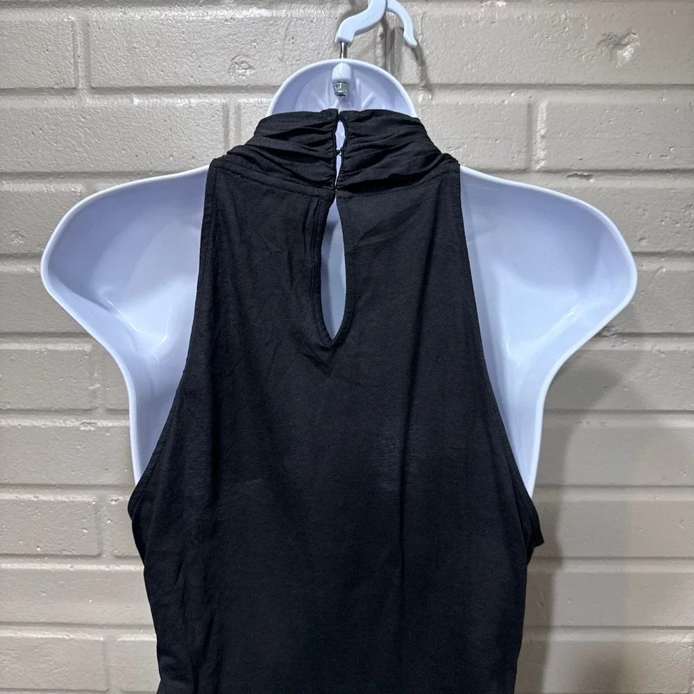 Nation LTD Hanna Halter Cross Front Top Black Pima Cotton Blend NWT M Peru Basic
